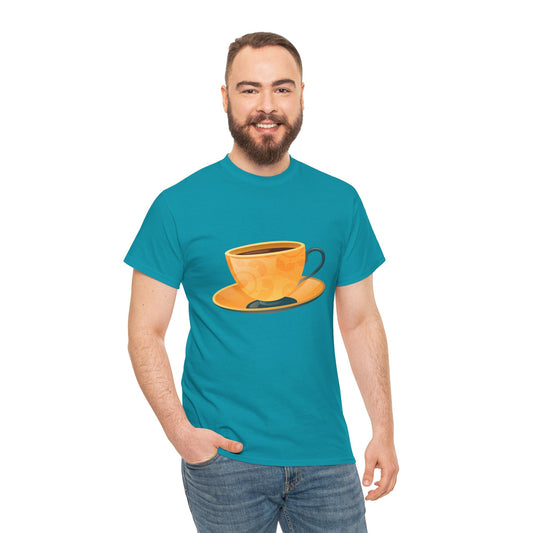 Unisex Heavy Cotton T-Shirt - British Tea Cup Classy Tea Time Styled