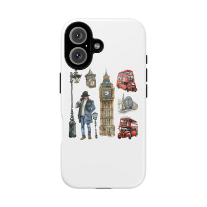 London Iconic Design Phone Case, Tough Cases, Gift for Travelers, London Souvenir, London Icons, Red Bus Phone Case