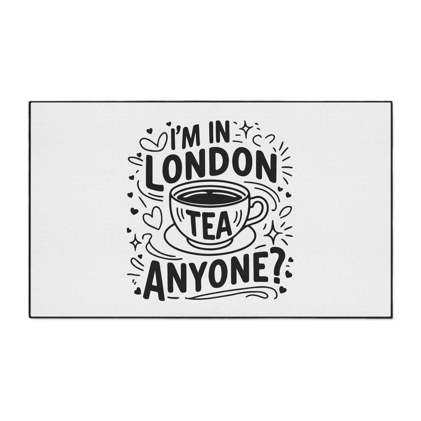 London Tea Heavy Duty Floor Mat - Cute Kitchen Decor, Welcome Mat, Coffee Shop Accessory, Gift for Tea Lovers, Home & Kitchen Item