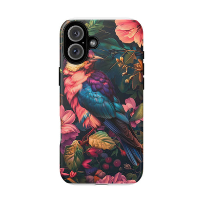Tough Cases: Vibrant Tropical Bird Phone Case, Floral Smartphone Cover, Nature Lover Gift, Boho Phone Accessory, Cute Bird Case