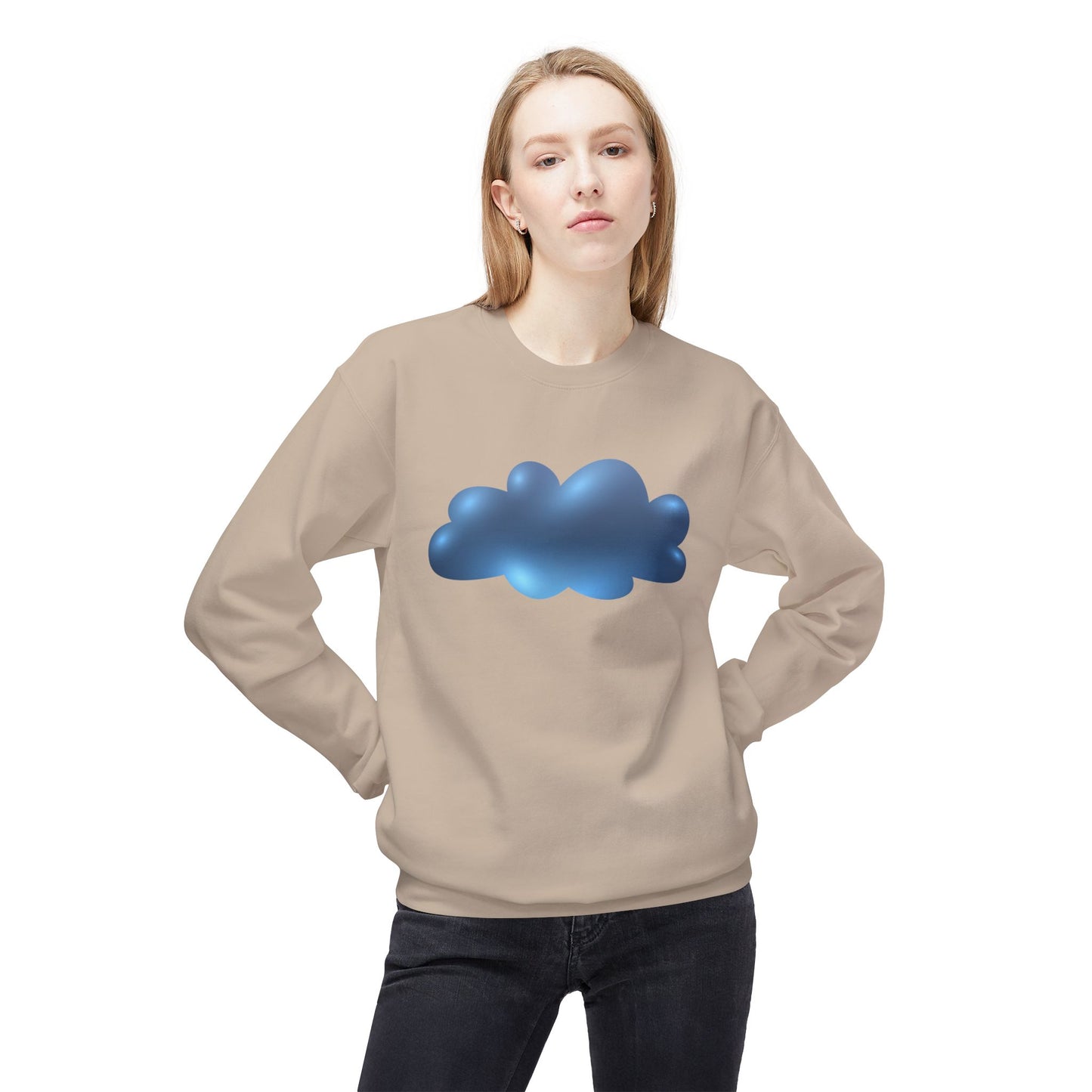 Unisex Midweight Softstyle Fleece Crewneck Sweatshirt - Serene Cloudscape - Dreamy Cloud Design
