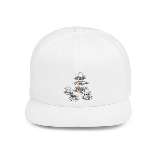 Elegant British Tea Set Flat Bill Snapback