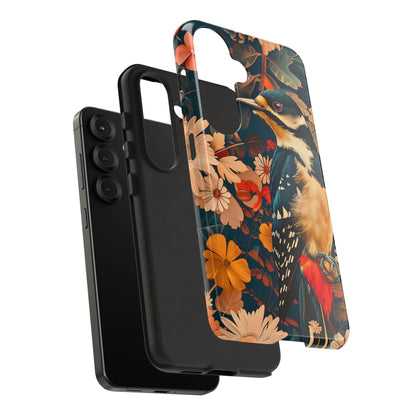 Artistic Bird Phone Case, Unique Tough Cases for Nature Lovers, Floral Design, Cute Gift, Customized Phone Accessories