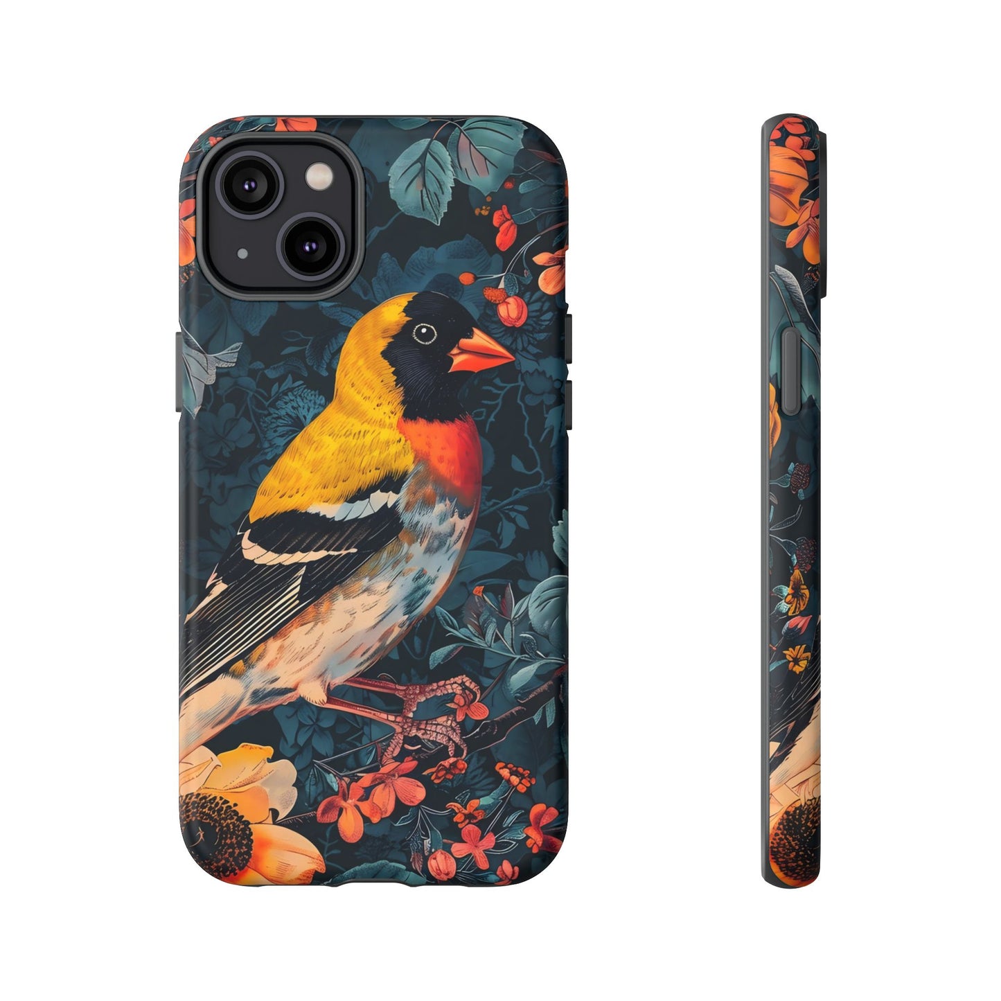 Colorful Bird Phone Case, Floral Phone Cover, Tough Phone Protector, Nature Lover Gift, Botanical Case, Unique Mobile Accessory