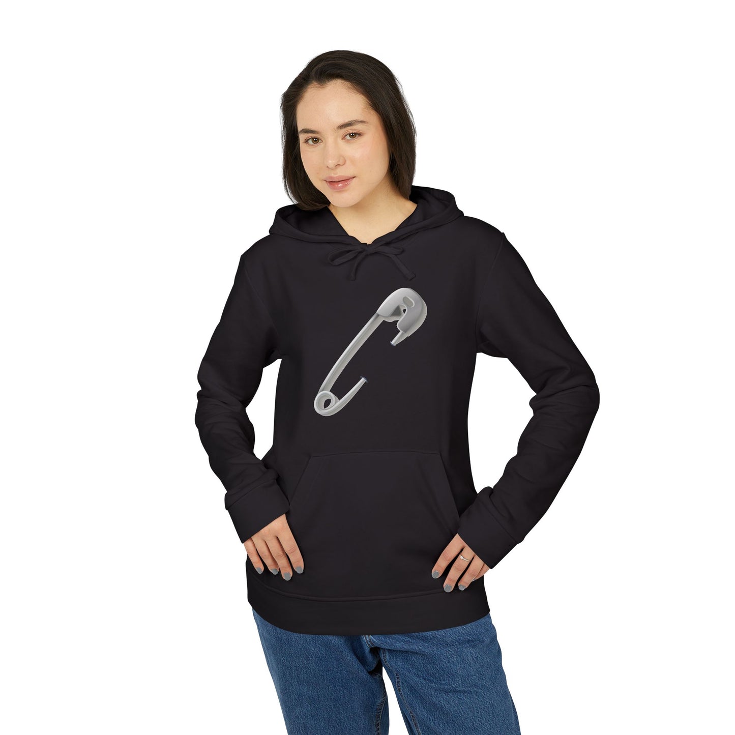 Adidas Unisex Fleece Hoodie with Safety Pin Design - Trendy, Comfortable, and Perfect for Everyday Wear