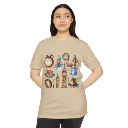 Unisex CVC Jersey T-shirt - Cultural Touchstones - Iconic England Designs