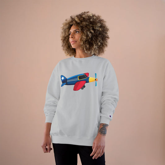 Champion Sweatshirt - Colorful Vintage Airplane Illustration - Retro Aviation Design