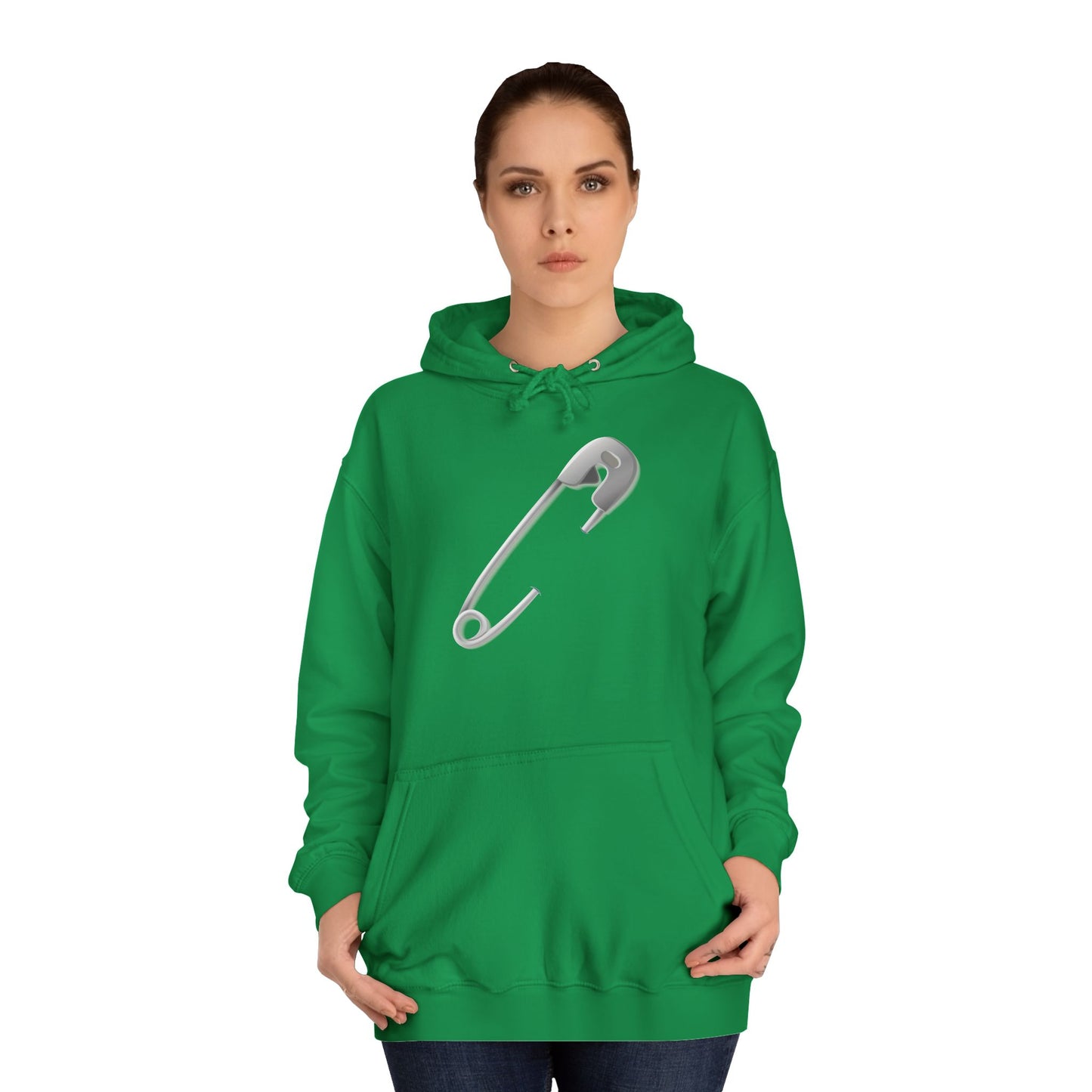 Unisex College Hoodie - Minimalist Safety Pin Design