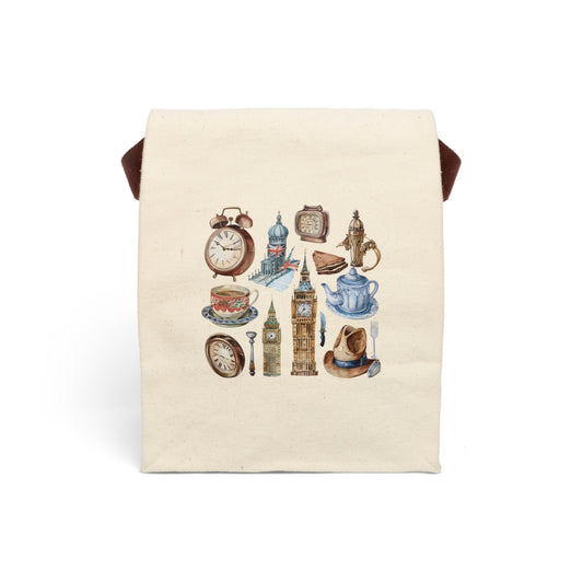 London theme Canvas Lunch Bag With Strap