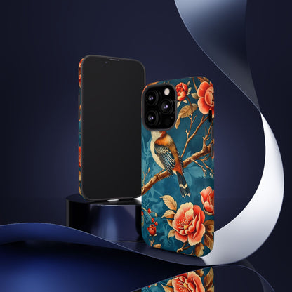 Bird & Floral Phone Case, Tough Cases for Nature Lovers, Gift for Her, Customizable Design, Vibrant Tech Accessories