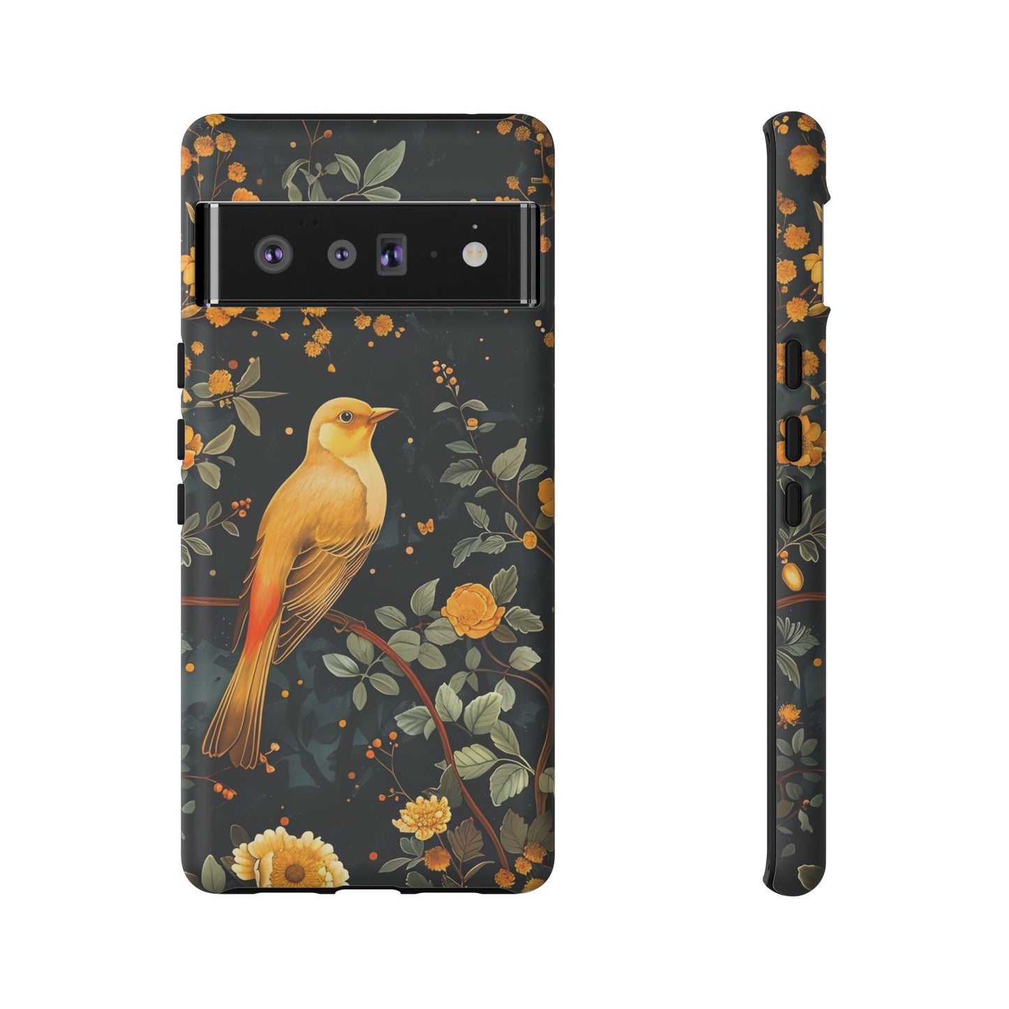 Floral Phone Case, Tough Cases with Bird Design, Nature Lover Gift, Stylish Protection, Birthday Present, Floral Phone Cover