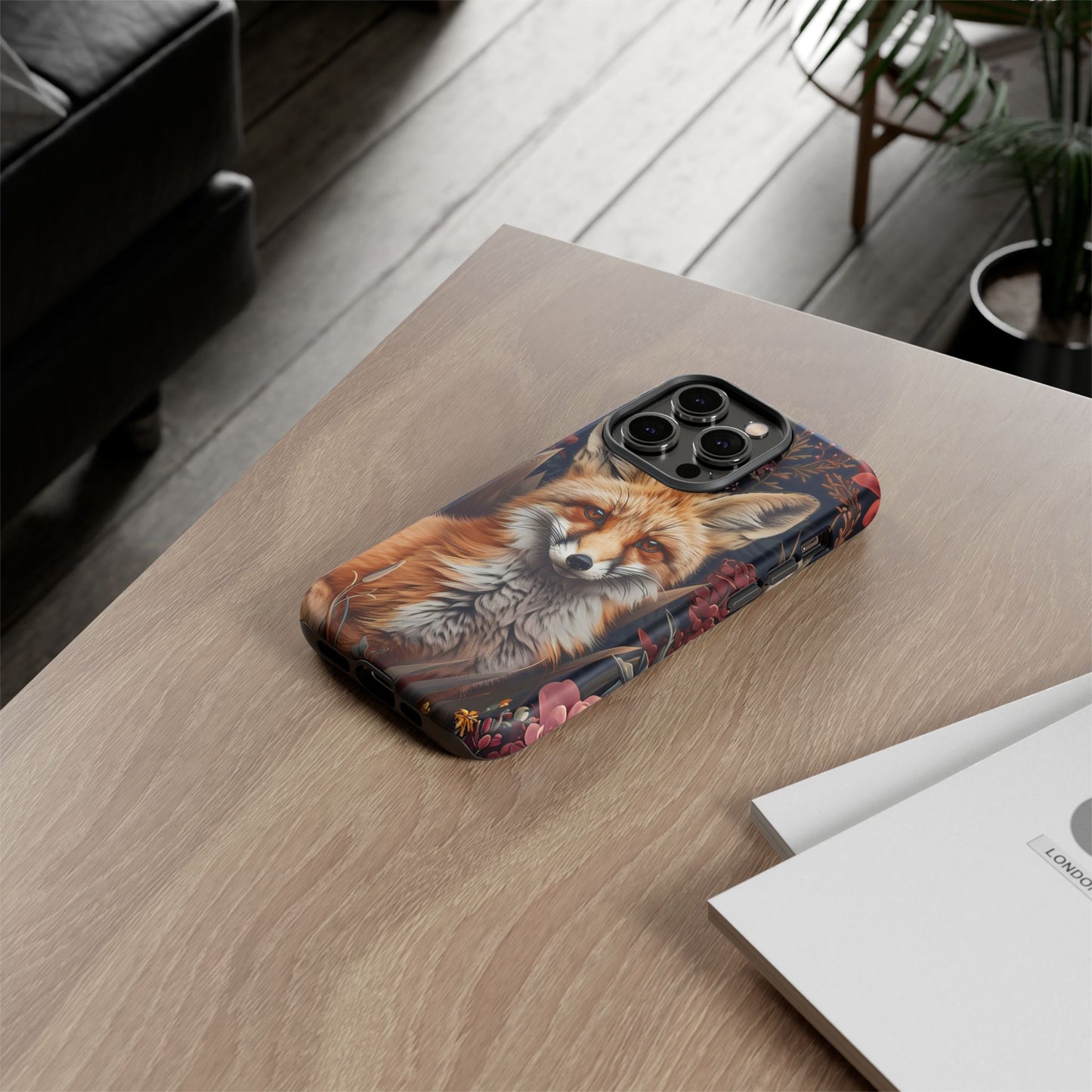 Fox Floral Phone Case, Tough Cases for Animal Lovers, Nature Themed Gift, Cute Phone Cover, Wild Fox Protector