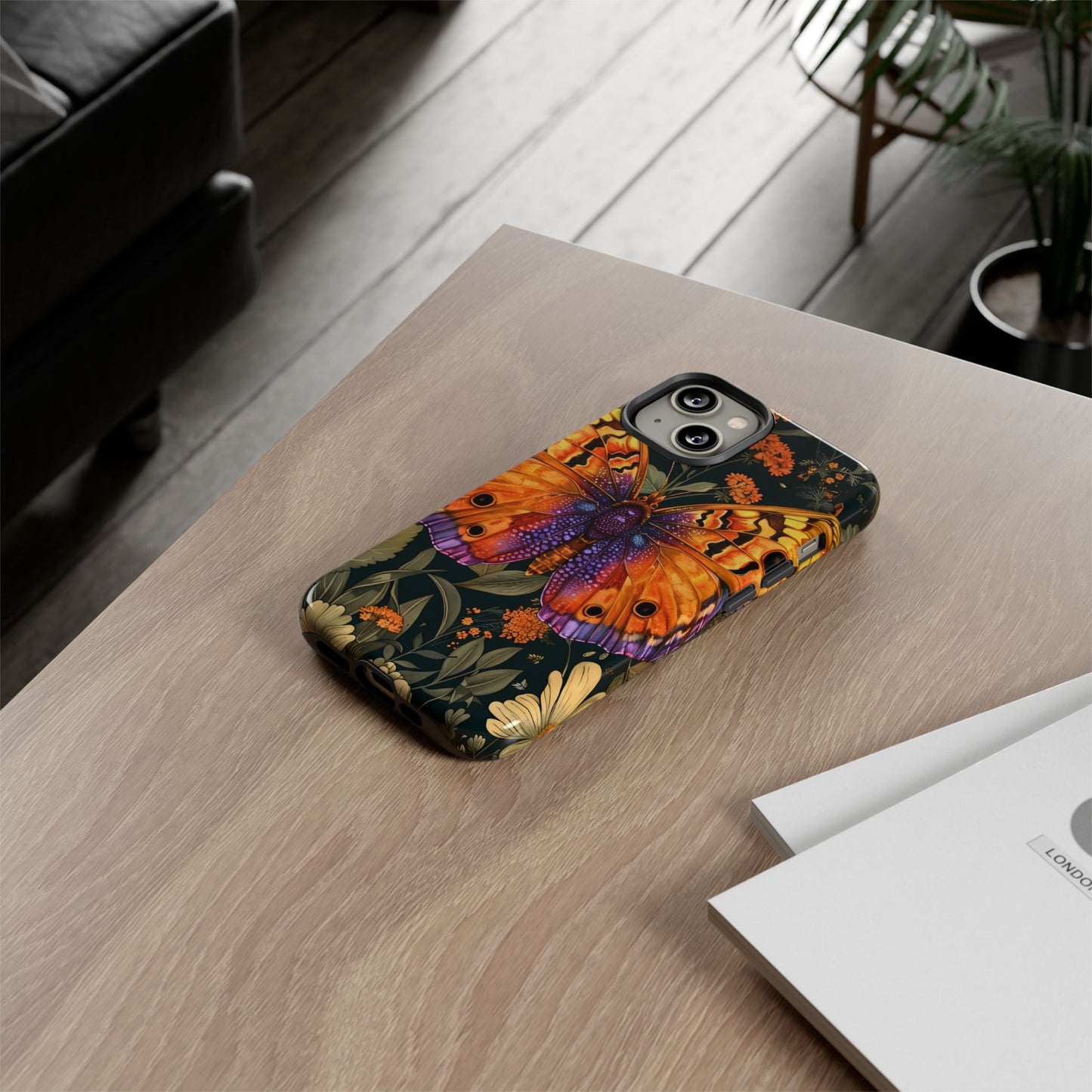 Butterfly Phone Case, Tough Cases for Nature Lovers, Vibrant Floral Design, Gift for Her, Cute Phone Accessories, Butterfly Artwork