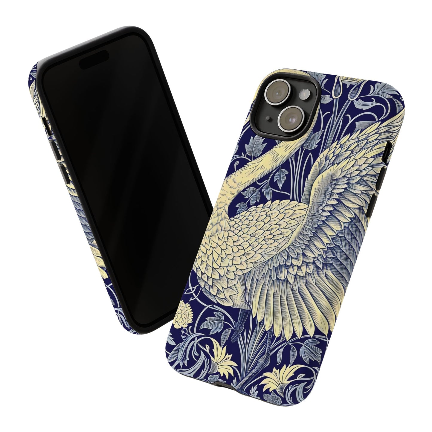 Elegant Swan Phone Case, Floral Design, Tough Cases for Gift, Stylish Protection, Unique Phone Accessory, Modern Floral Art