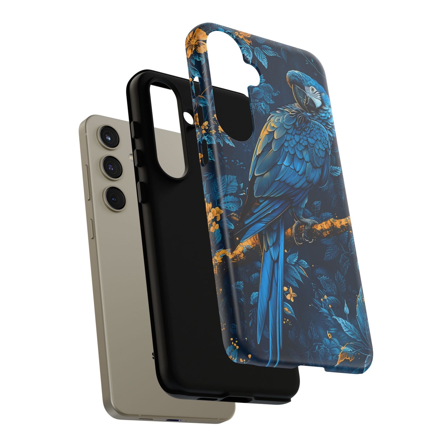 Tough Cases - Vibrant Blue Parrot Phone Case, Tropical Bird Phone Cover, Nature Lover Gift, Eco-Friendly Accessories, Unique Wildlife Decor
