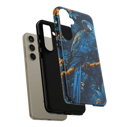 Tough Cases - Vibrant Blue Parrot Phone Case, Tropical Bird Phone Cover, Nature Lover Gift, Eco-Friendly Accessories, Unique Wildlife Decor