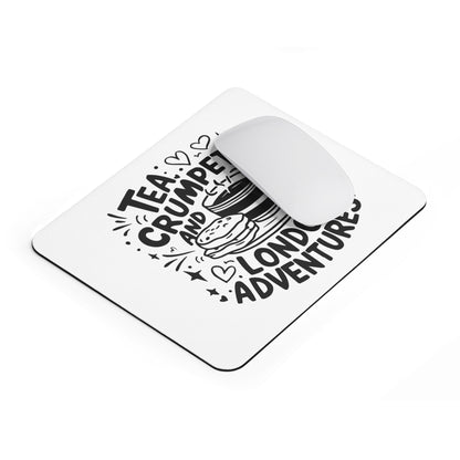Tea & Crumpets Mouse Pad - Cute Office Decor, Gift for Tea Lovers, London Adventure Theme, Ergonomic Design, Workspace Essentials