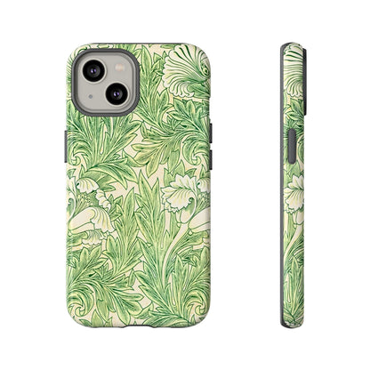 Green Floral Phone Case, Botanical iPhone Cover, Tough Phone Shell, Nature-inspired Gift, Eco-friendly Tech Accessory