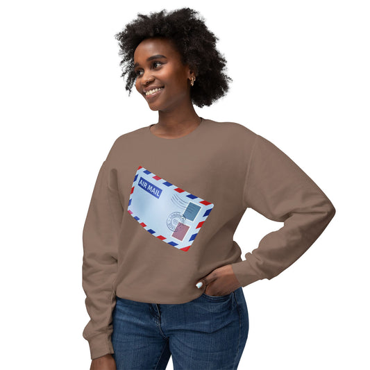Unisex Lightweight Crewneck Sweatshirt -  Vintage British Air Mail - Classic Postal Design