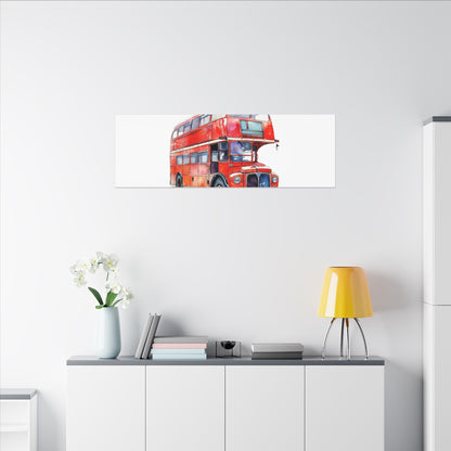 London Red Double-Decker Bus Art Canvas Print, Wall Decor for Travel Lovers, Home Office Gift, Unique Artwork for All Occasions