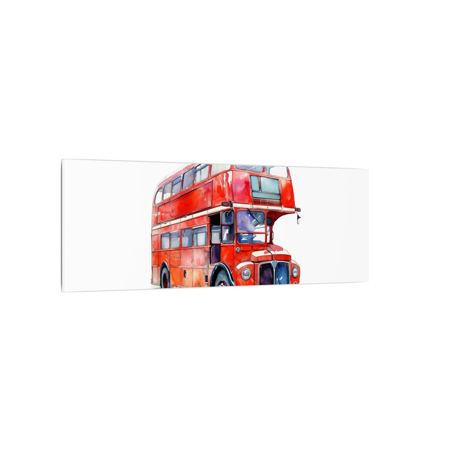 London Red Double-Decker Bus Art Canvas Print, Wall Decor for Travel Lovers, Home Office Gift, Unique Artwork for All Occasions