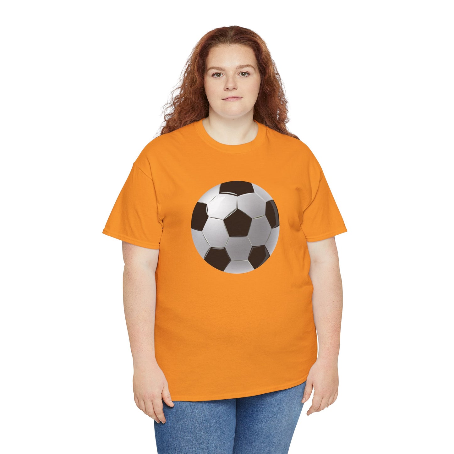 Unisex Heavy Cotton Tee - Dynamic Football Design - Sports Passion and Energy