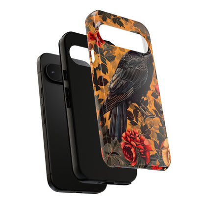 Raven Floral Phone Case - Tough Cases, Blackbird Decor, Gift for Nature Lovers, Bird Themed Accessories, Unique Phone Cover
