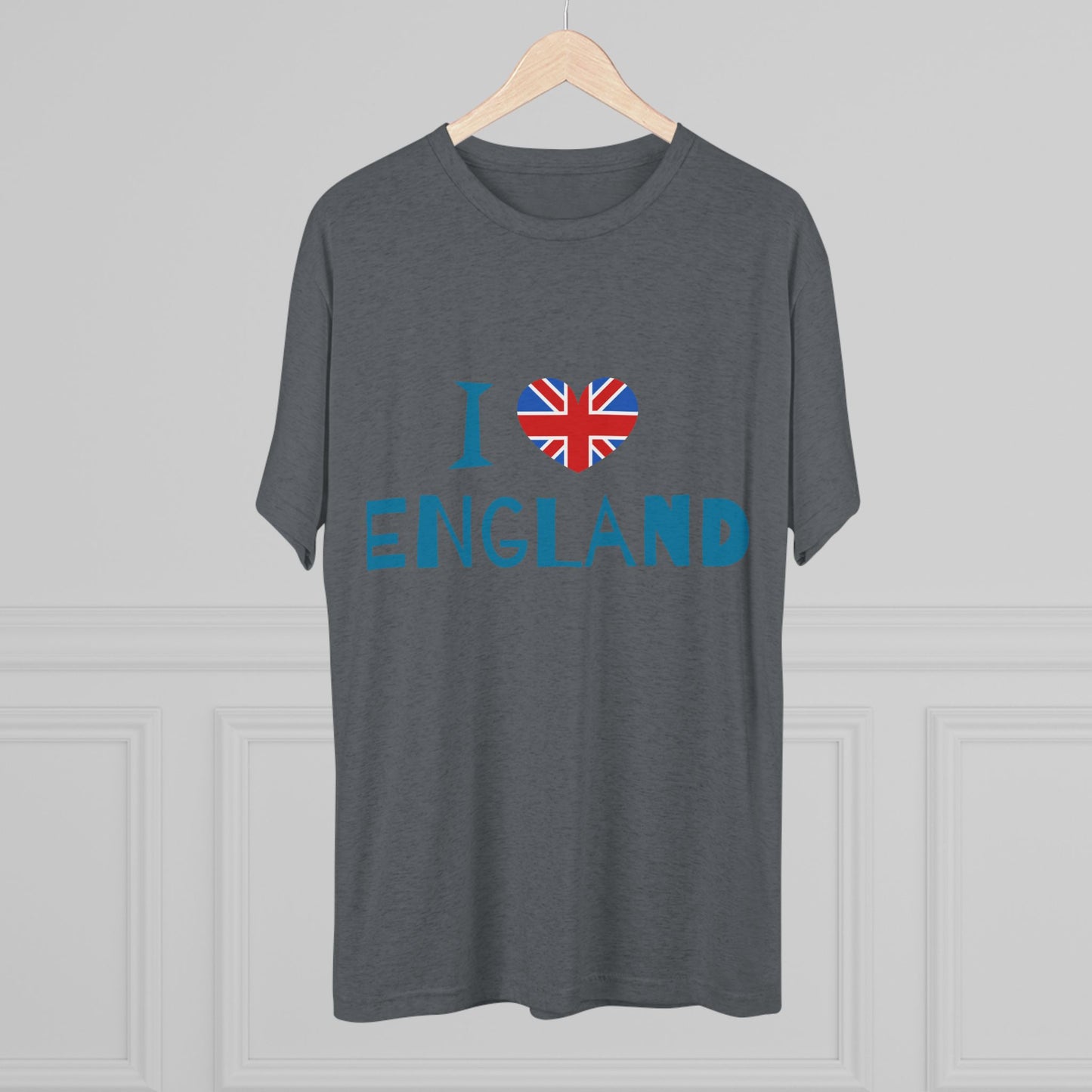 I Love England - Union Jack Heart Trendy Unisex Tri-Blend Crew Tee