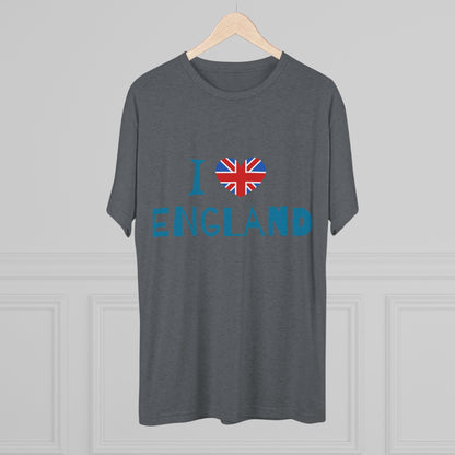 I Love England - Union Jack Heart Trendy Unisex Tri-Blend Crew Tee