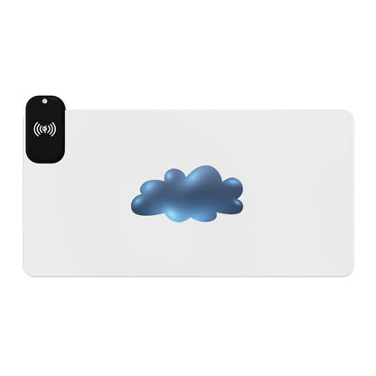 Cloud Illustration - Light Blue - LED Gaming Mouse Pad with Wireless Charging - Perfect for Gamers, Office Setup, Birthday Gifts, Tech Lovers, Modern Workspace