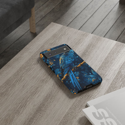 Tough Cases - Vibrant Blue Parrot Phone Case, Tropical Bird Phone Cover, Nature Lover Gift, Eco-Friendly Accessories, Unique Wildlife Decor