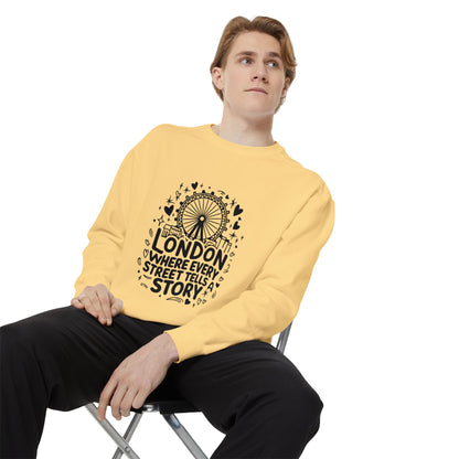 Unisex Garment-Dyed Sweatshirt Lightweight - London's story telling Streets