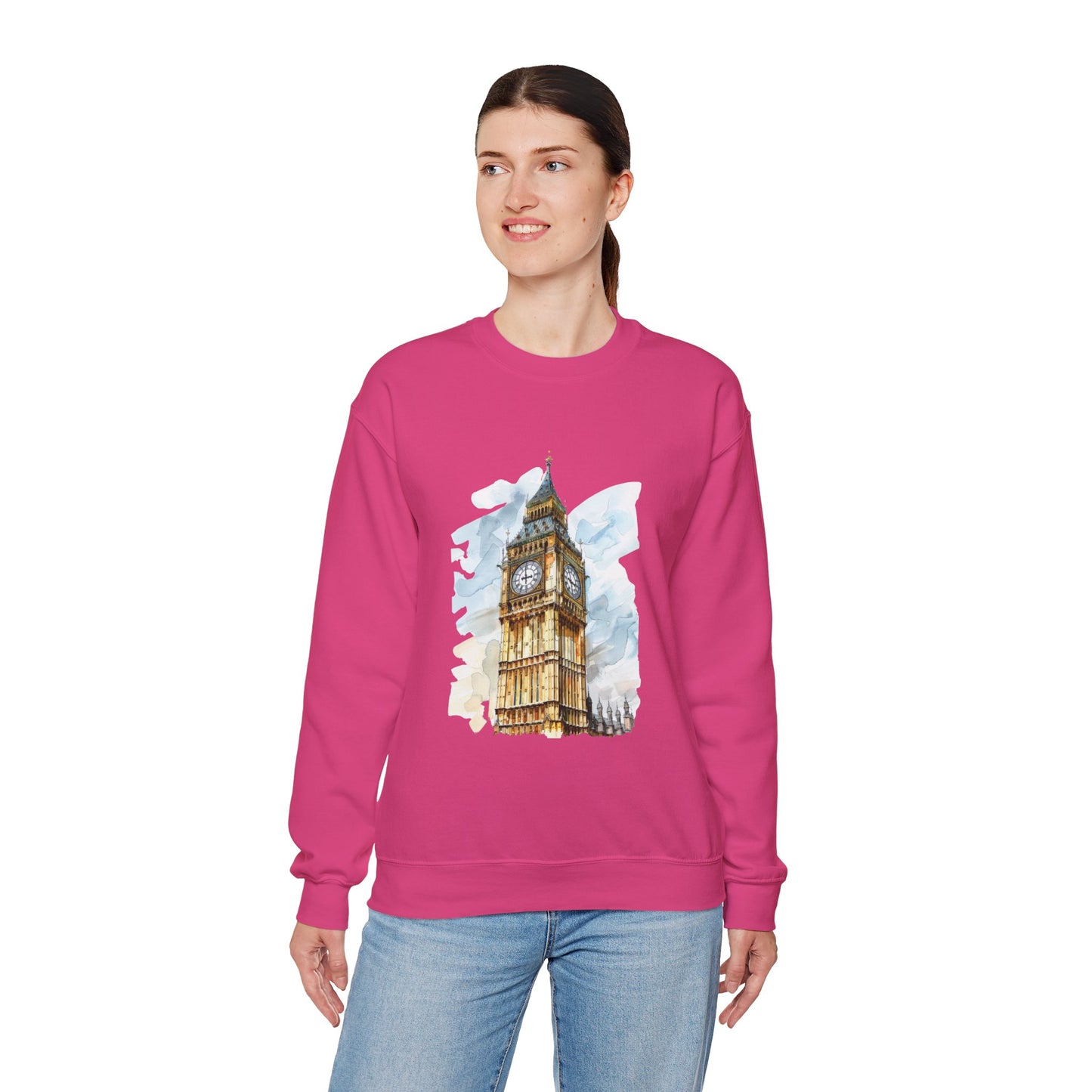 Unisex Heavy Blend™ Crewneck Sweatshirt - Towering Time - Big Ben and British Heritage