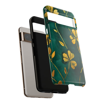 Floral Phone Case with Gold Accents, Tough Phone Cover, Stylish Phone Protector, Unique Gift for Her, Nature Lover Accessory