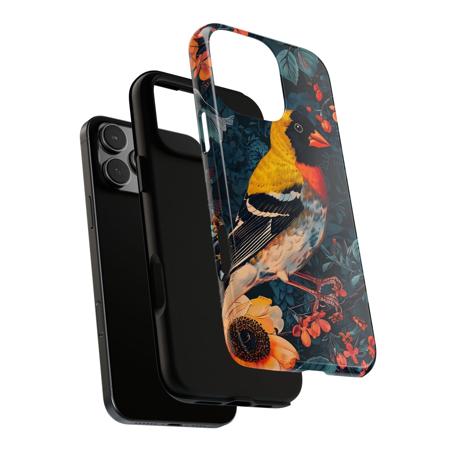 Colorful Bird Phone Case, Floral Phone Cover, Tough Phone Protector, Nature Lover Gift, Botanical Case, Unique Mobile Accessory