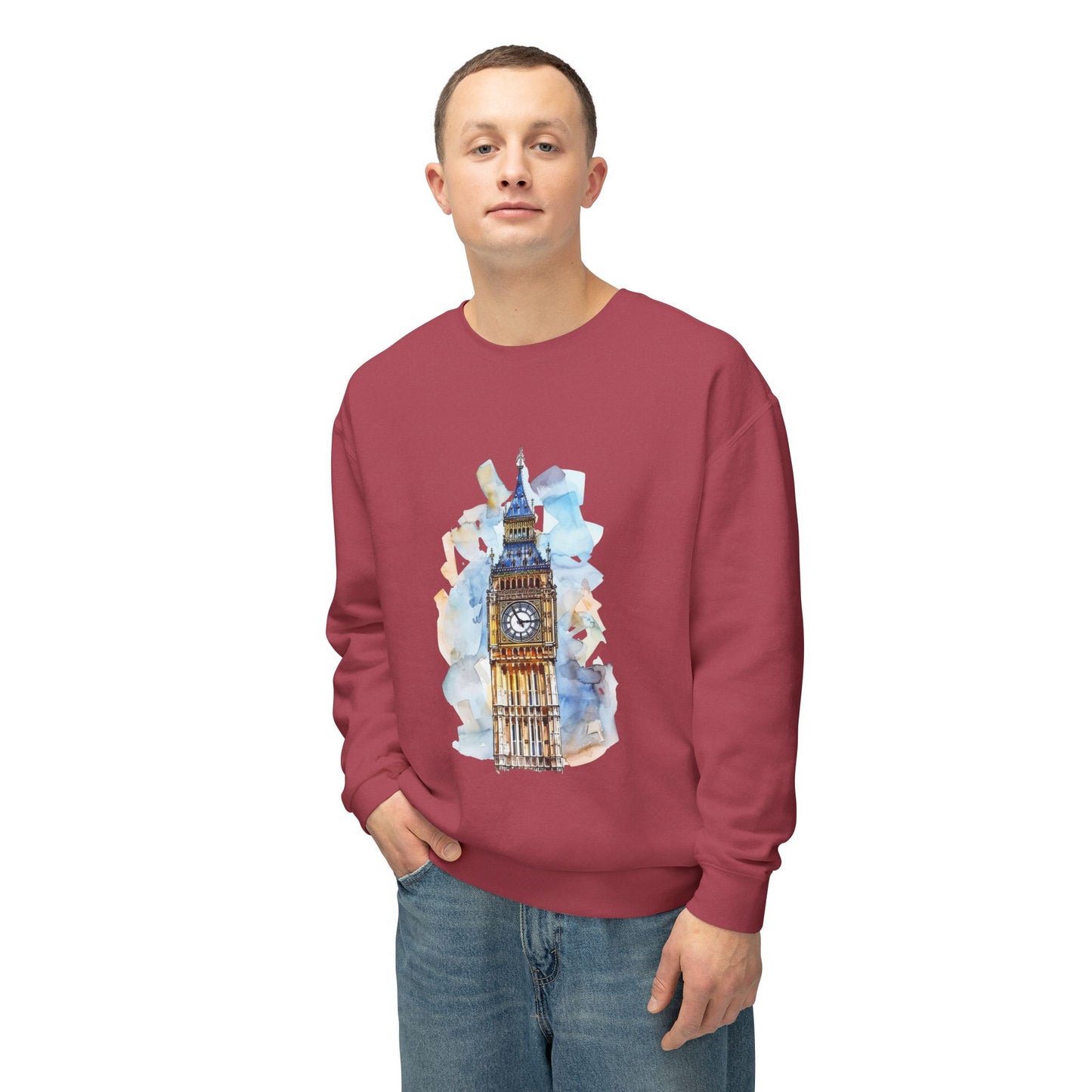 Unisex Lightweight Crewneck Sweatshirt - Iconic Big Ben Clock Tower