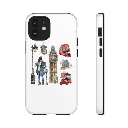 London Iconic Design Phone Case, Tough Cases, Gift for Travelers, London Souvenir, London Icons, Red Bus Phone Case