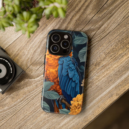 Tropical Parrot Phone Case - Tough Cases, Colorful Phone Cover, Nature Lover Gift, Floral Design, Bird Lover Accessory