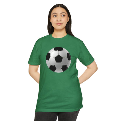 Unisex CVC Jersey T-shirt - Dynamic Football Design - Sports Passion and Energy