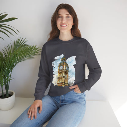 Unisex Heavy Blend™ Crewneck Sweatshirt - Towering Time - Big Ben and British Heritage