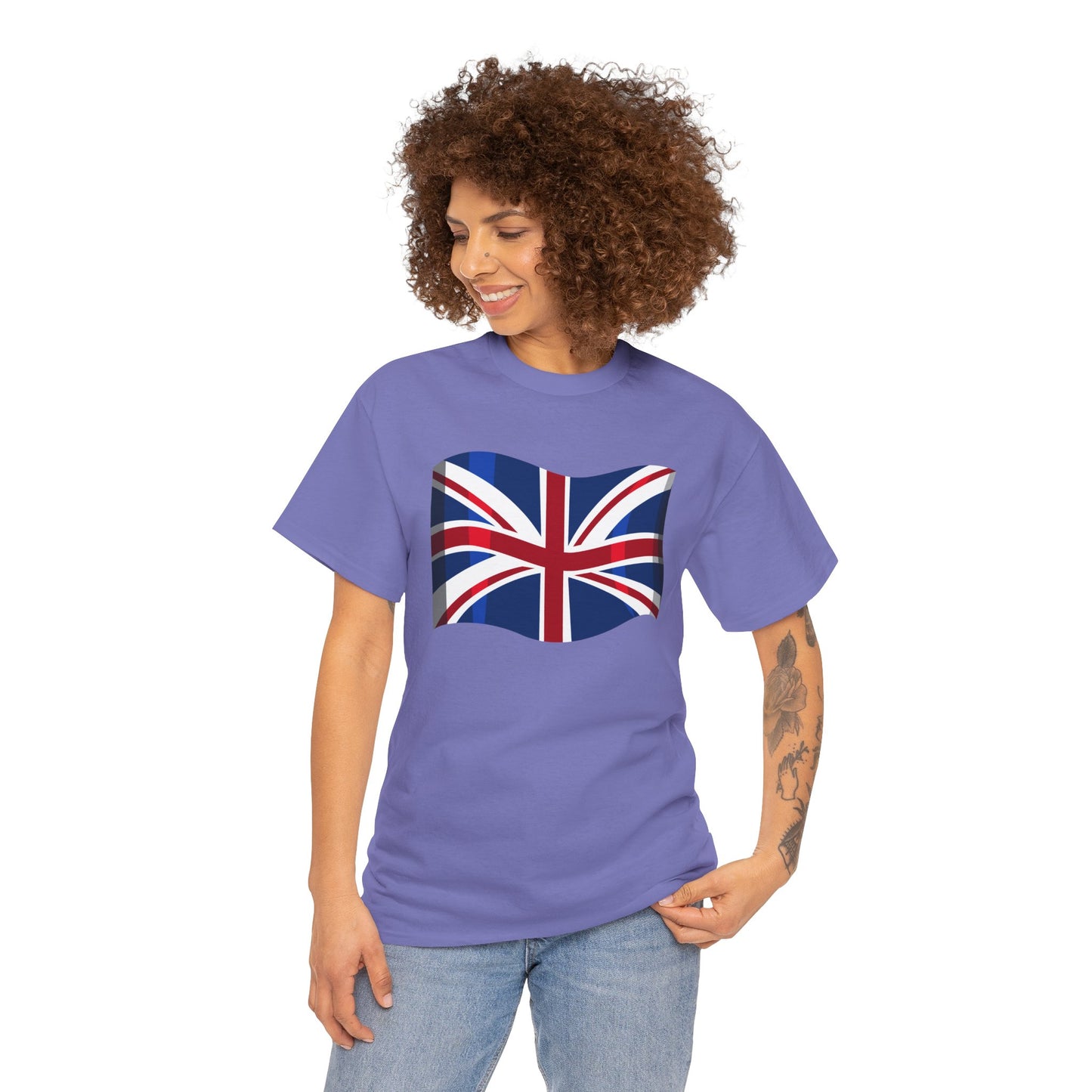 Unisex Heavy Cotton Tee - Classic UK Flag Design - Union Jack Symbol