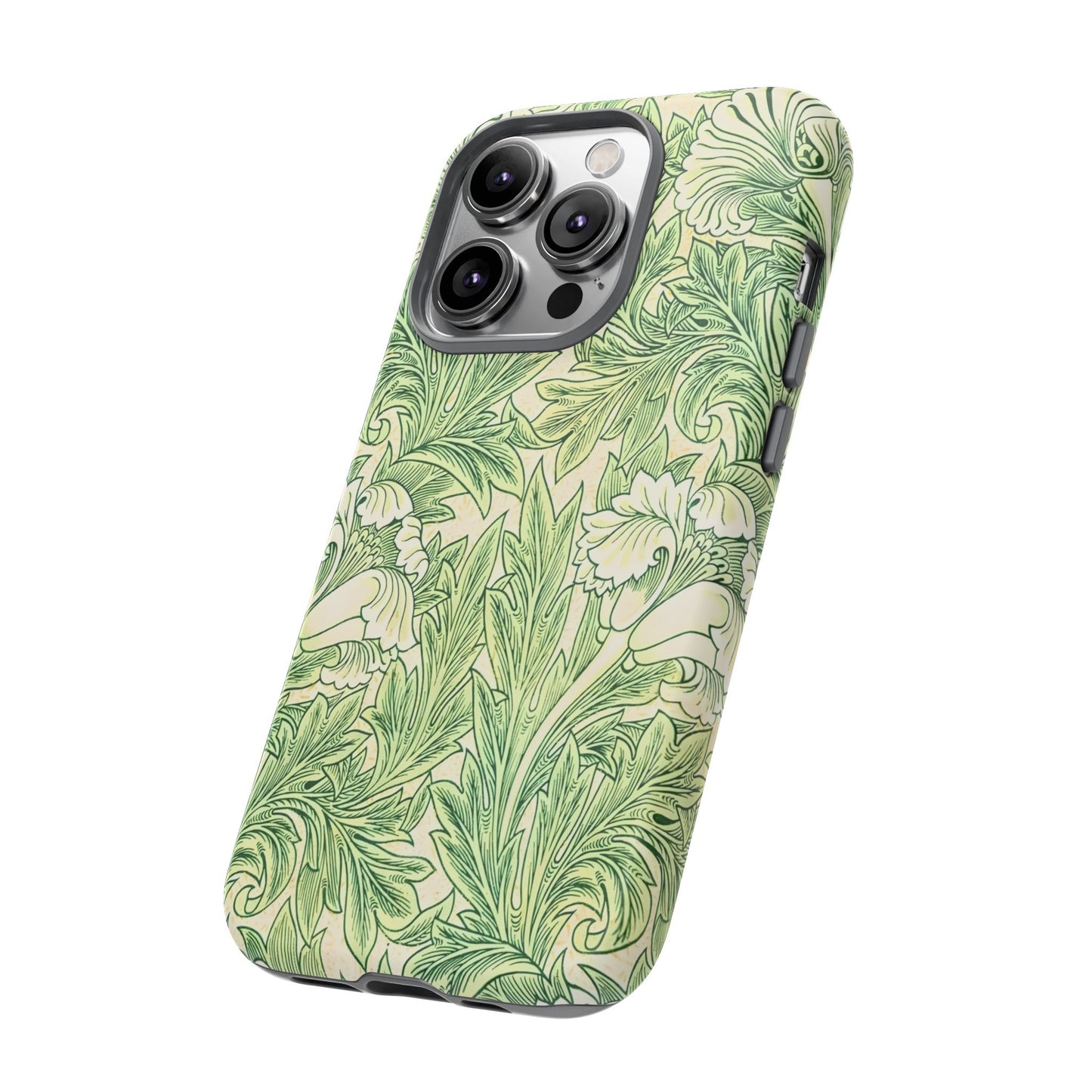 Green Floral Phone Case, Botanical iPhone Cover, Tough Phone Shell, Nature-inspired Gift, Eco-friendly Tech Accessory