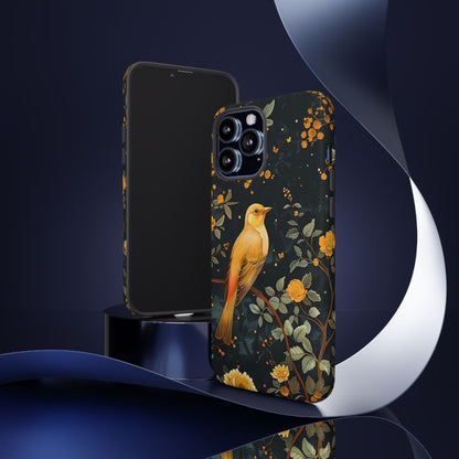 Floral Phone Case, Tough Cases with Bird Design, Nature Lover Gift, Stylish Protection, Birthday Present, Floral Phone Cover