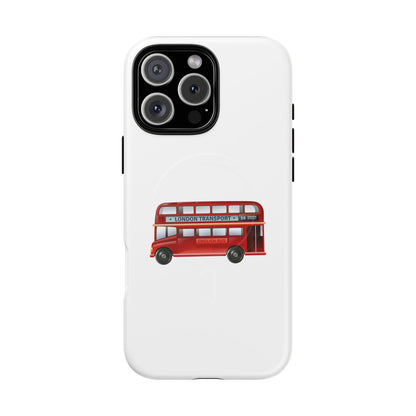 London Bus Tough Magnetic Case, iPhone Protector, Unique Phone Cover, Gifts for Travelers, Durable Mobile Case