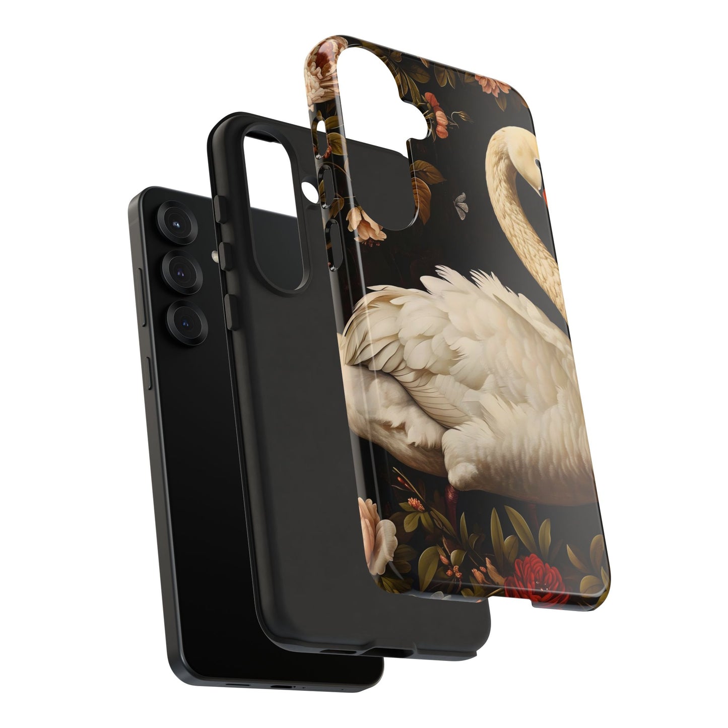 Elegant Swan Phone Case, Floral iPhone Cover, Tough Phone Case, Gift for Her, Nature Lover, Mother's Day, Birthday