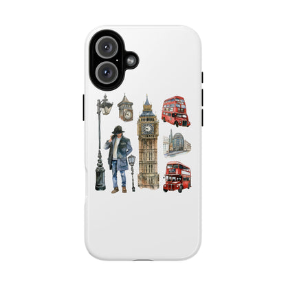 London Iconic Design Phone Case, Tough Cases, Gift for Travelers, London Souvenir, London Icons, Red Bus Phone Case