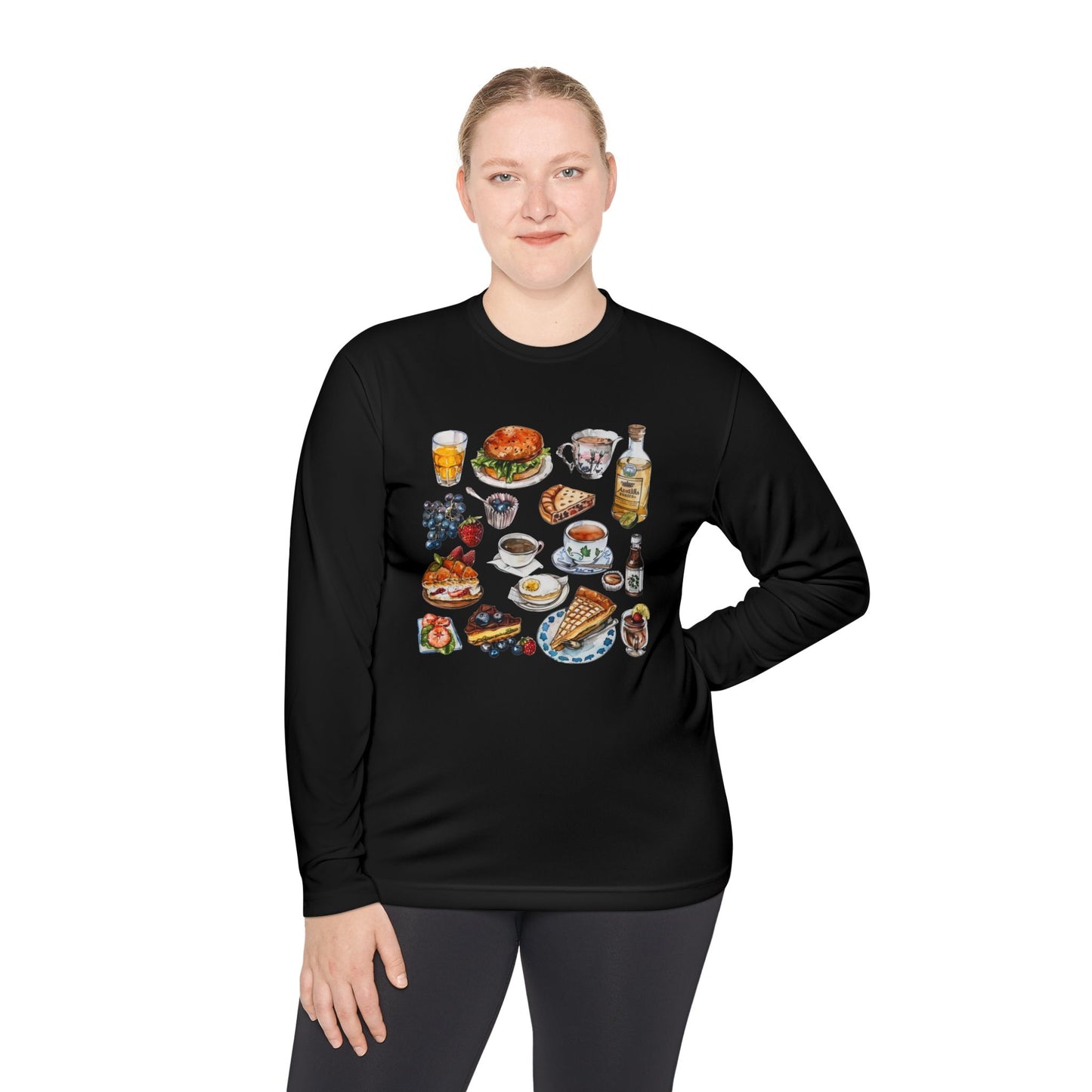 Unisex Lightweight Long Sleeve Tee - Iconic England Landmarks Illustration Print - Perfect for Casual Outings and Celebrations