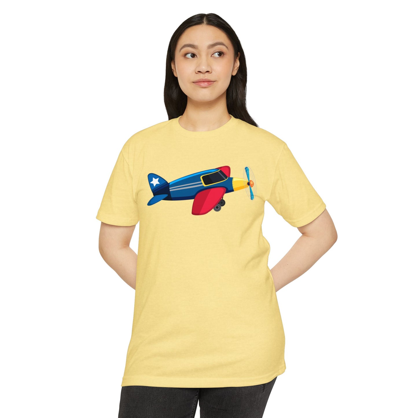 Unisex CVC Jersey T-shirt - Vintage Airplane Illustration - Retro Aviation Design