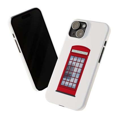 British Phone Booth Slim Phone Cases, Retro Phone Case for Travelers, Cool Cellphone Accessory, Gift for Brits, London Theme Tech Gear