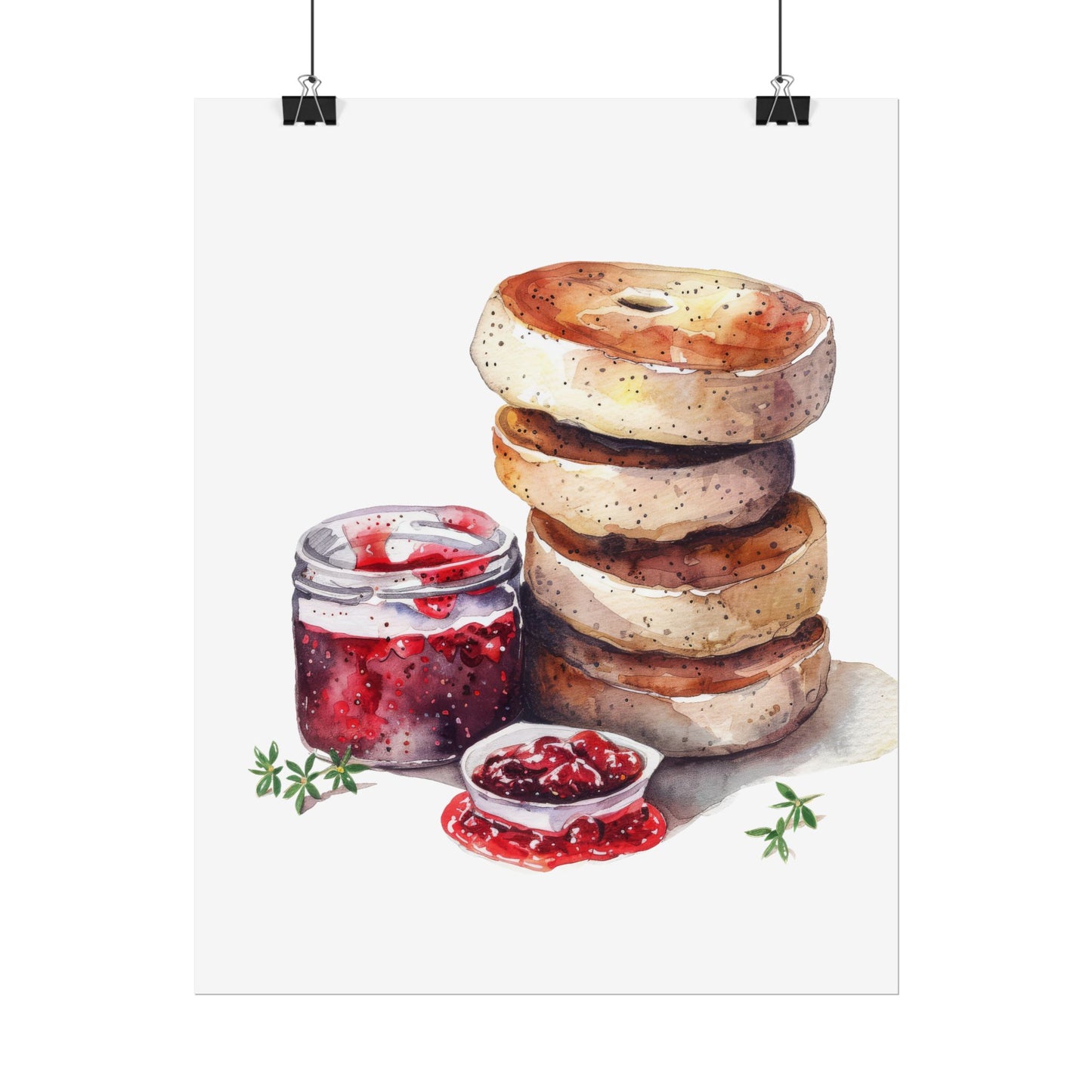 Breakfast Bagel Art Print, Foodie Decor, Kitchen Wall Art, Rolled Poster, Unique Food Gift, Home Cooking Decor